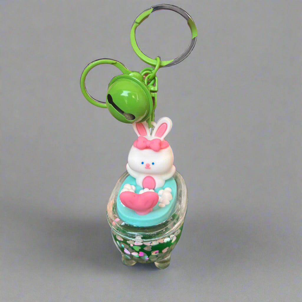 Pink Cinnamoroll Acrylic Keychain with Bell – Glossy Charm