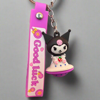 Kuromi Rubber Keychain with Strap - PVC Collectible - Project M Shop