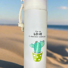 Cactus Printed Glass Water Bottle - 450 Ml - Random Color - Project M Shop