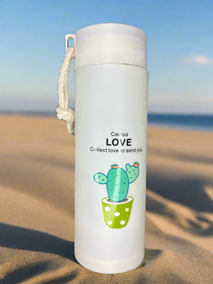 Cactus Printed Glass Water Bottle - 450 Ml - Random Color - Project M Shop