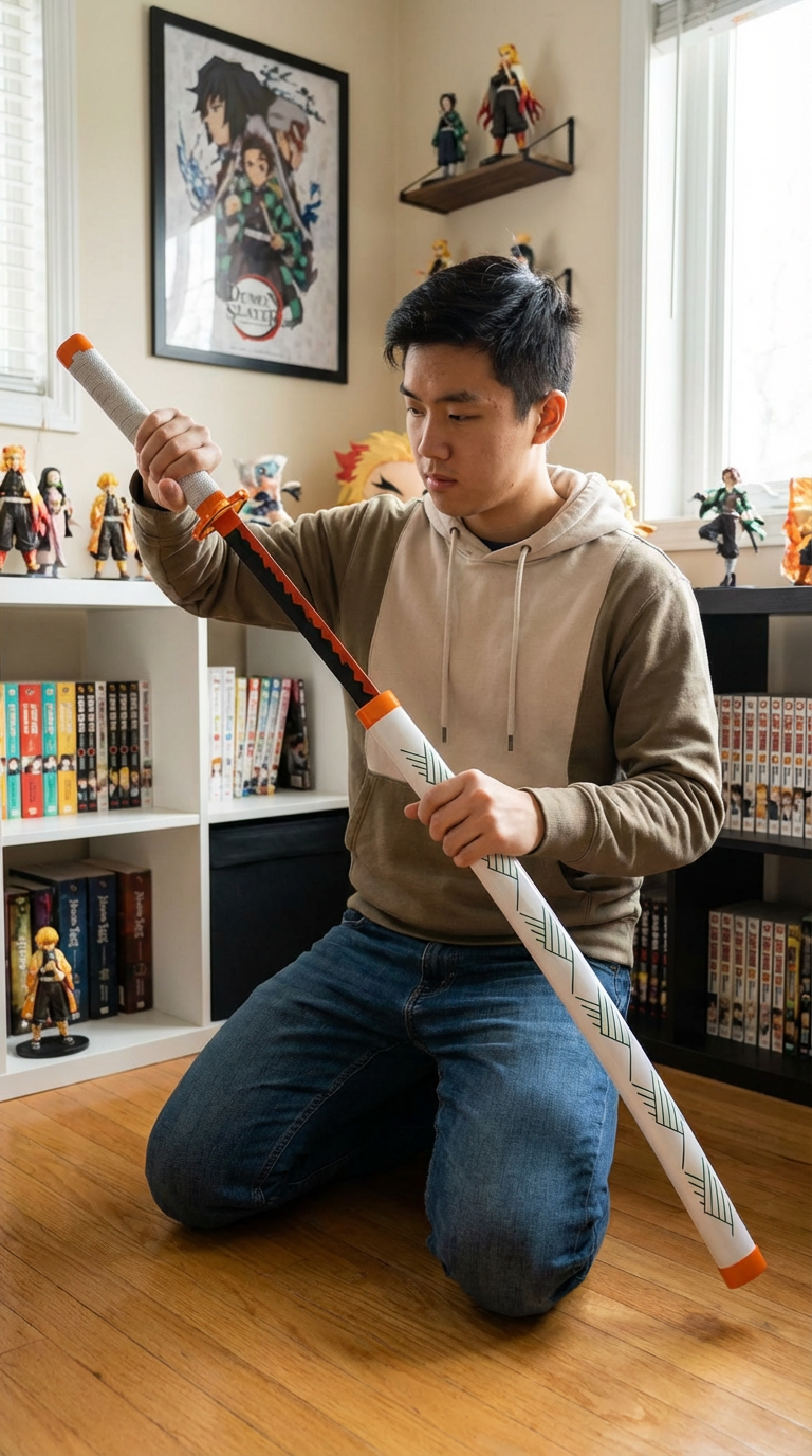 Rengoku Nichirin Katana - Flaming Red Wooden Sword - 104 CM Collectible from Demon Slayer - Project M Shop