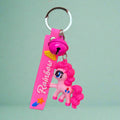 Pink Pony Keychain with Strap and Bell - PVC Rubber Accessory - Project M Shop