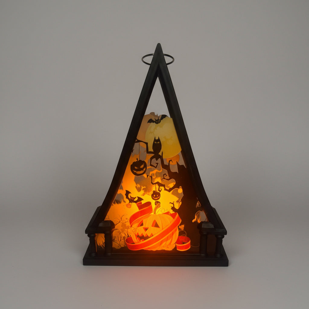 Halloween Pumpkin Tringle Shaped Lantern LED Light For Decoration - For Indoor Use - Project M Shop