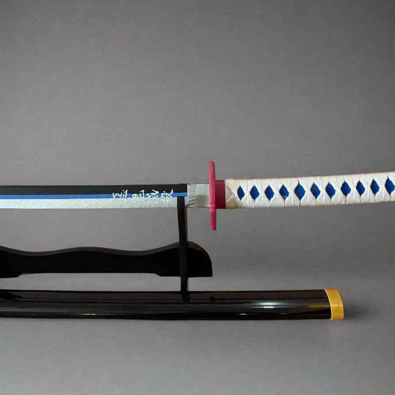 Giyuu Blue Wooden Sword - Anime Wooden Katana from Demon Slayer for Collectors