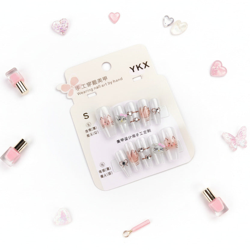 Kitty With Charm Cute & Funky Press-On Nails - Size S - Project M Shop