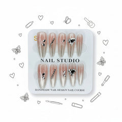 Butterfly & Gemstone Charm Long Press-On Nails - Size S - Project M Shop