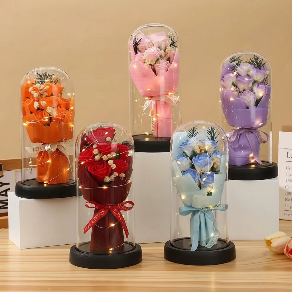 Artificial Soap Rose Acrylic Dome Glass For Valentine's day or Gifting - Project M Shop
