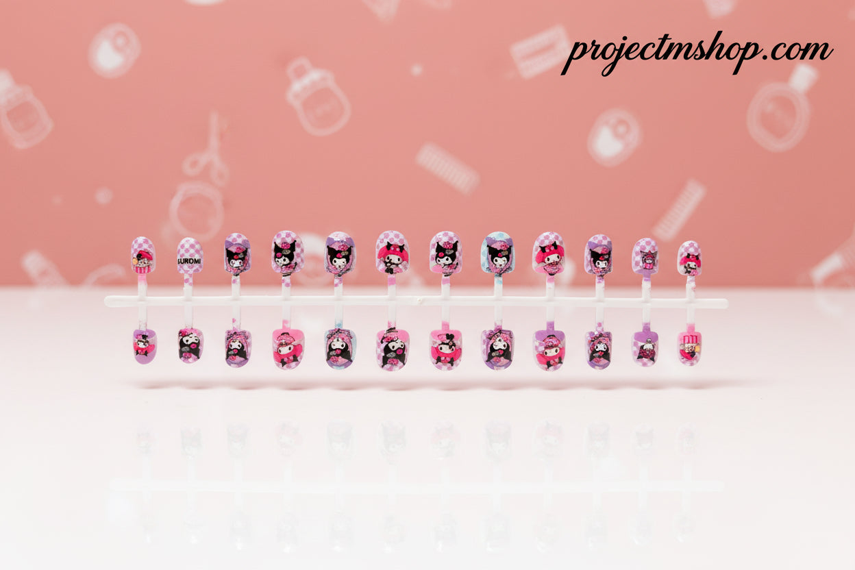 Sanrio Kuromi Nail Set with Hair Accessories for Stylish Nail Art