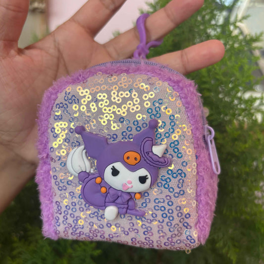 Kuromi Coin Purse Keychain - Fluffy Pouch Keychain for Cute Storage - Project M Shop