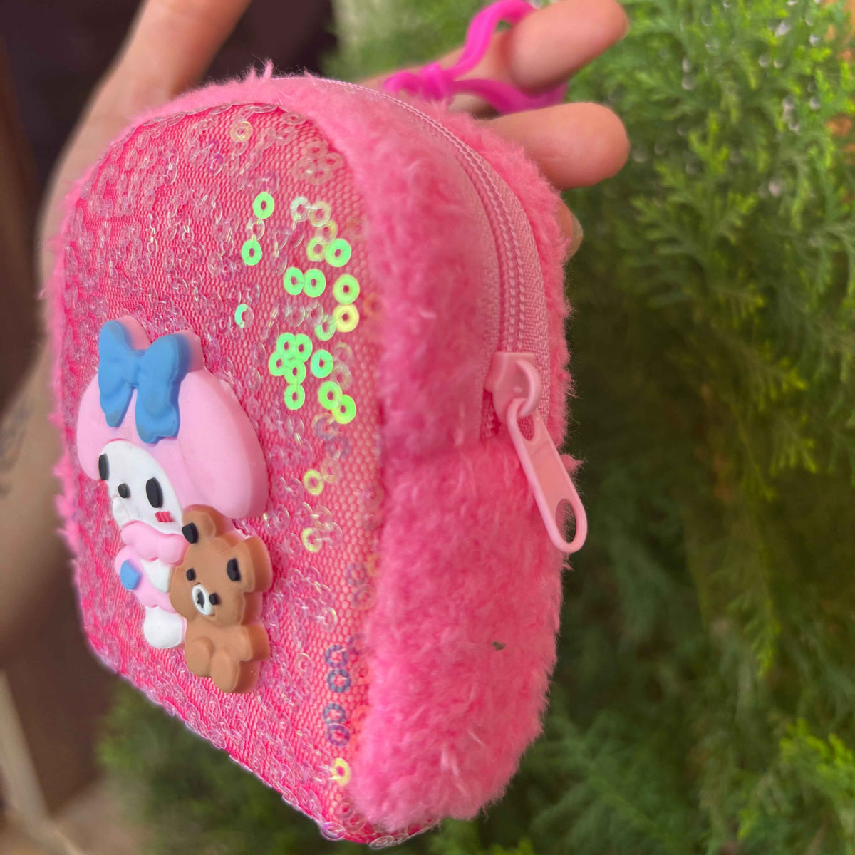 My Melody Fluffy Coin Purse Keychain – Mini Wallet Charm