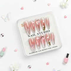 Heart & Butterfly Charm Press-On Nails For Woman- Size S - Project M Shop