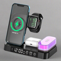 15W 3 in 1 Wireless Charger Station with Alarm, Clock, and RGB Lamp