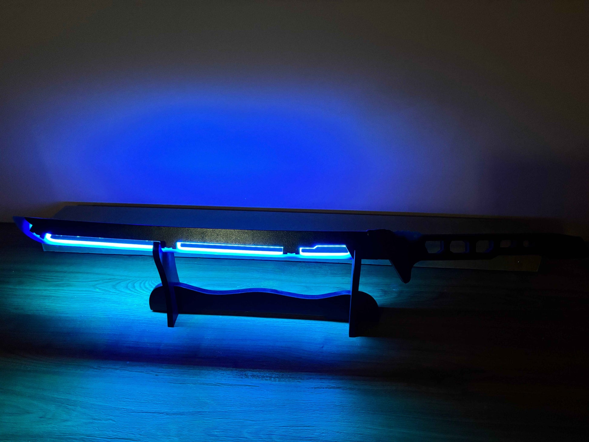 Led Light Glowing Chinese Style Katana Wooden Sword - Blue Color - Project M Shop