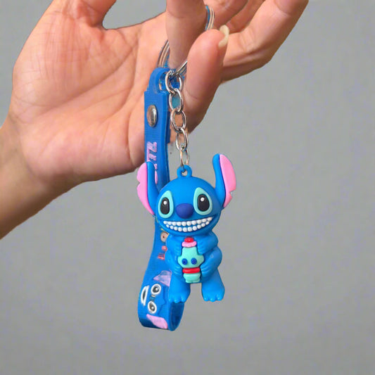Smiling Stitch Keychain with PVC Rubber Strap - Project M Shop