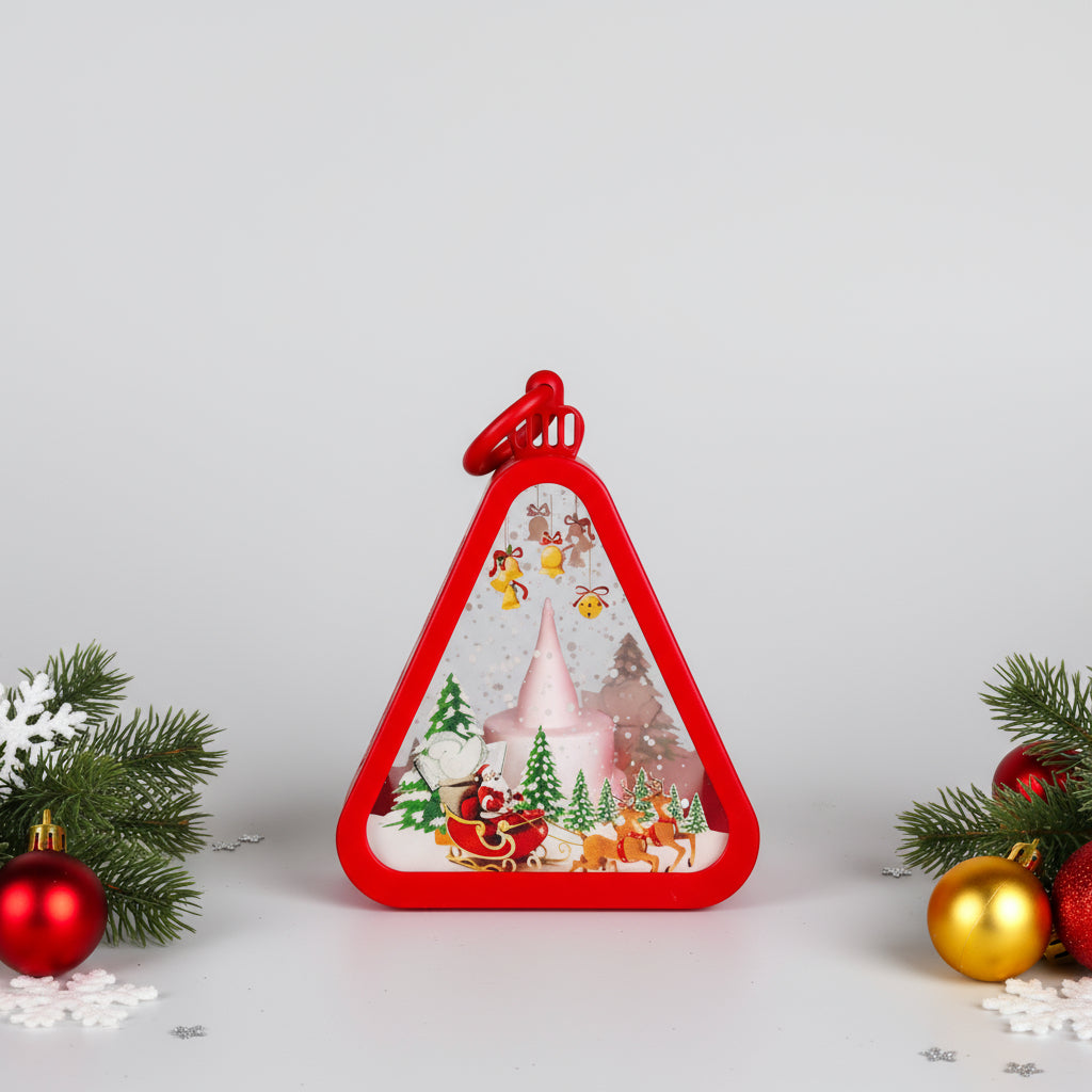 Christmas Triangle Shaped Lantern LED Light For Decoration - For Indoor Use (Red) - Project M Shop