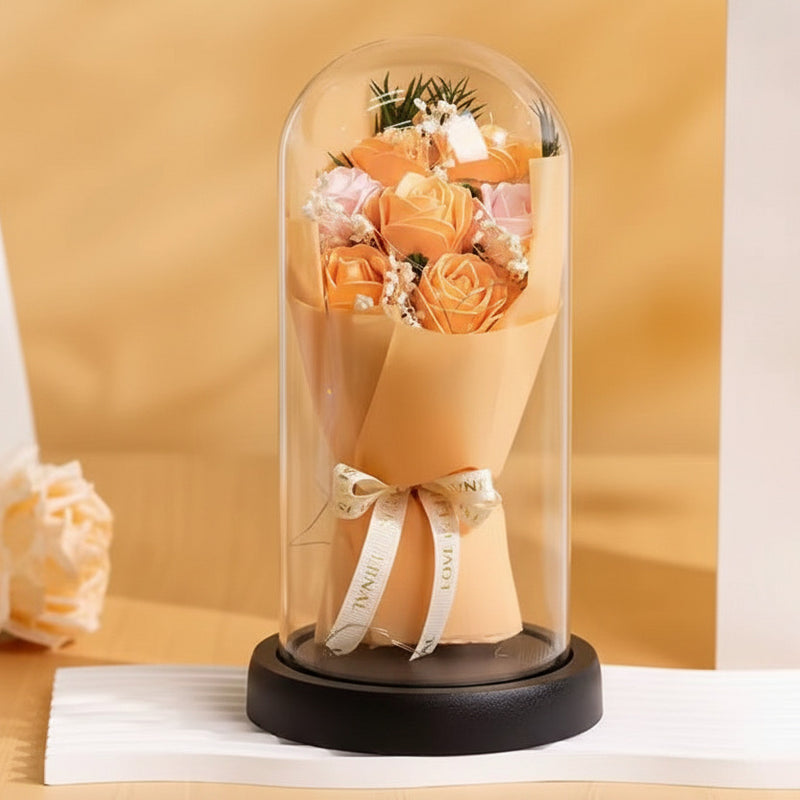 Artificial Soap Rose Acrylic Dome Glass For Valentine's day or Gifting - Project M Shop