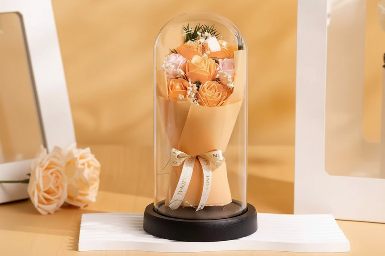 Artificial Soap Rose Acrylic Dome Glass For Valentine's day or Gifting - Project M Shop