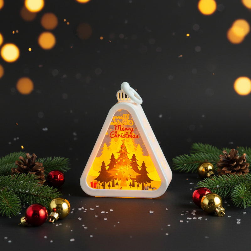 Christmas Tree Triangle Shaped Lantern LED Light For Decoration - For Indoor Use (White) - Project M Shop