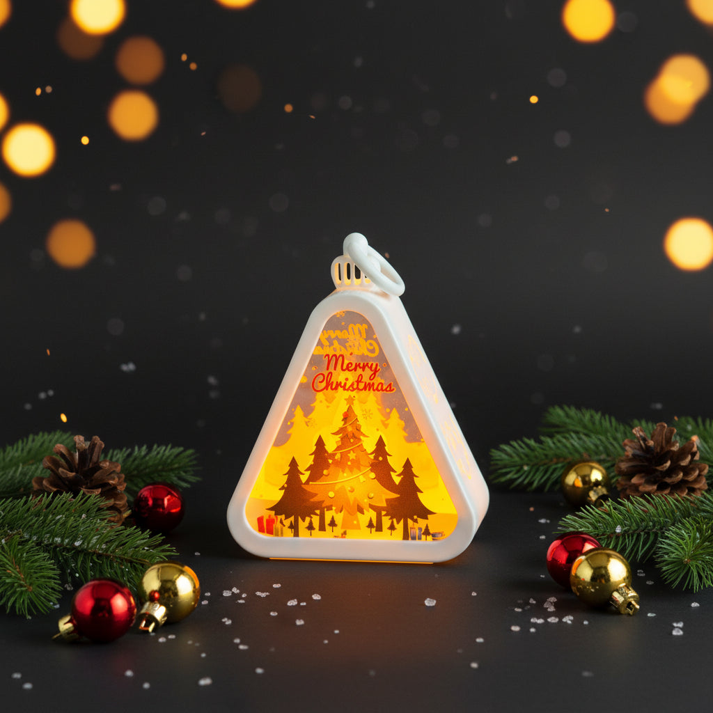 Christmas Tree Triangle Shaped Lantern LED Light For Decoration - For Indoor Use (White) - Project M Shop