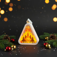 Christmas Tree Lantern LED Light - Triangle Shaped Indoor Decoration (White)