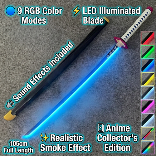 Giyu Tomioka LED Katana With Smoke - Full Length 105 CM Demon Slayer Katana with Glow And smoke