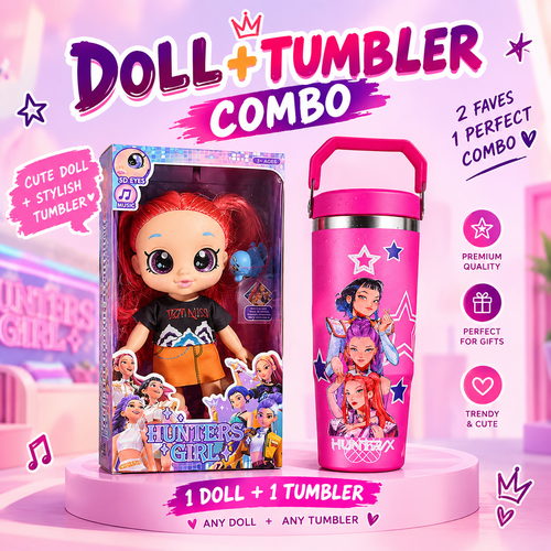 K-Pop Demon Hunter HUNTR/X Musical 5D Eyes Doll + Tumbler Combo