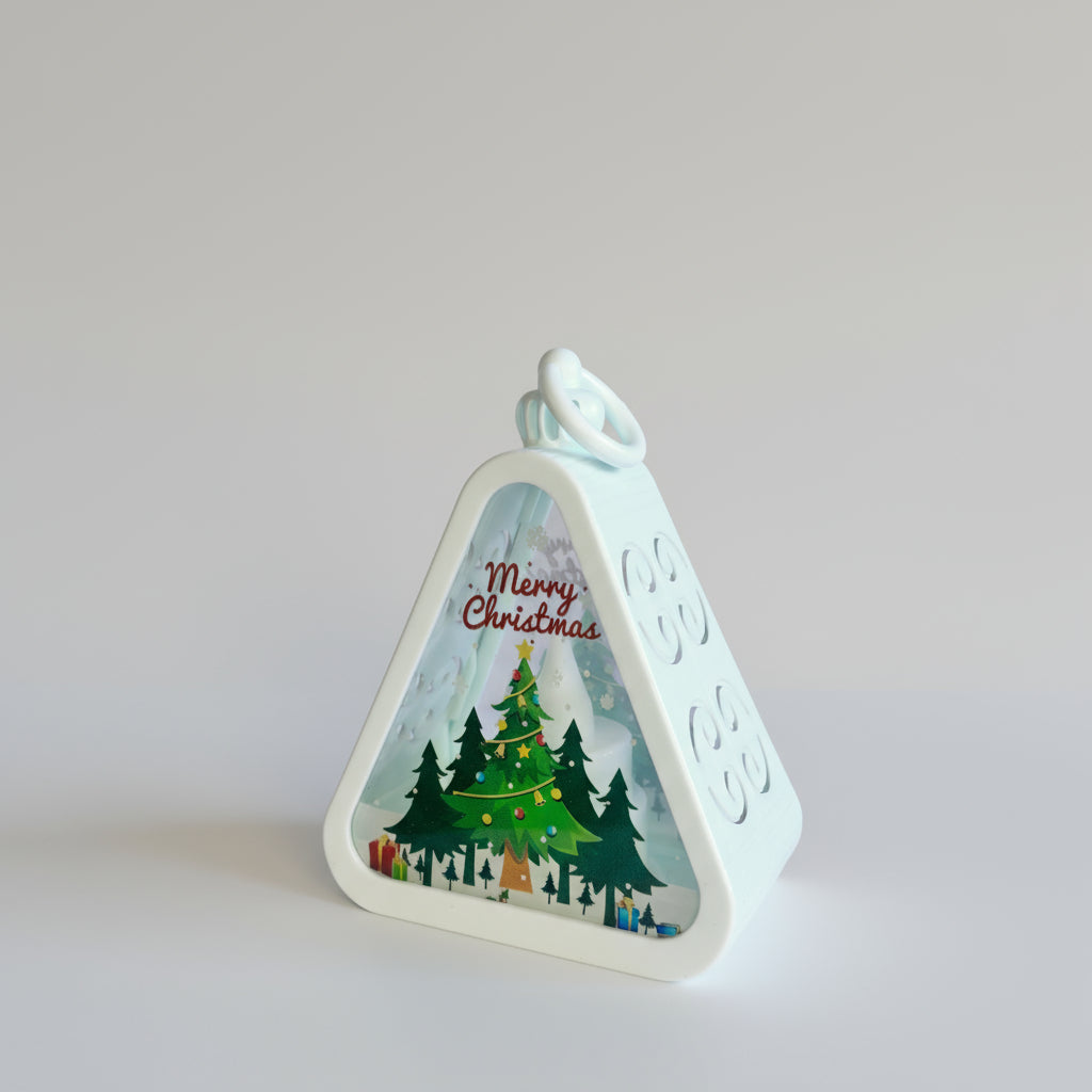 Christmas Tree Triangle Shaped Lantern LED Light For Decoration - For Indoor Use (White) - Project M Shop