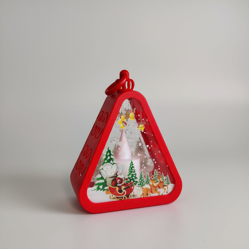 Christmas Triangle Shaped Lantern LED Light For Decoration - For Indoor Use (Red) - Project M Shop
