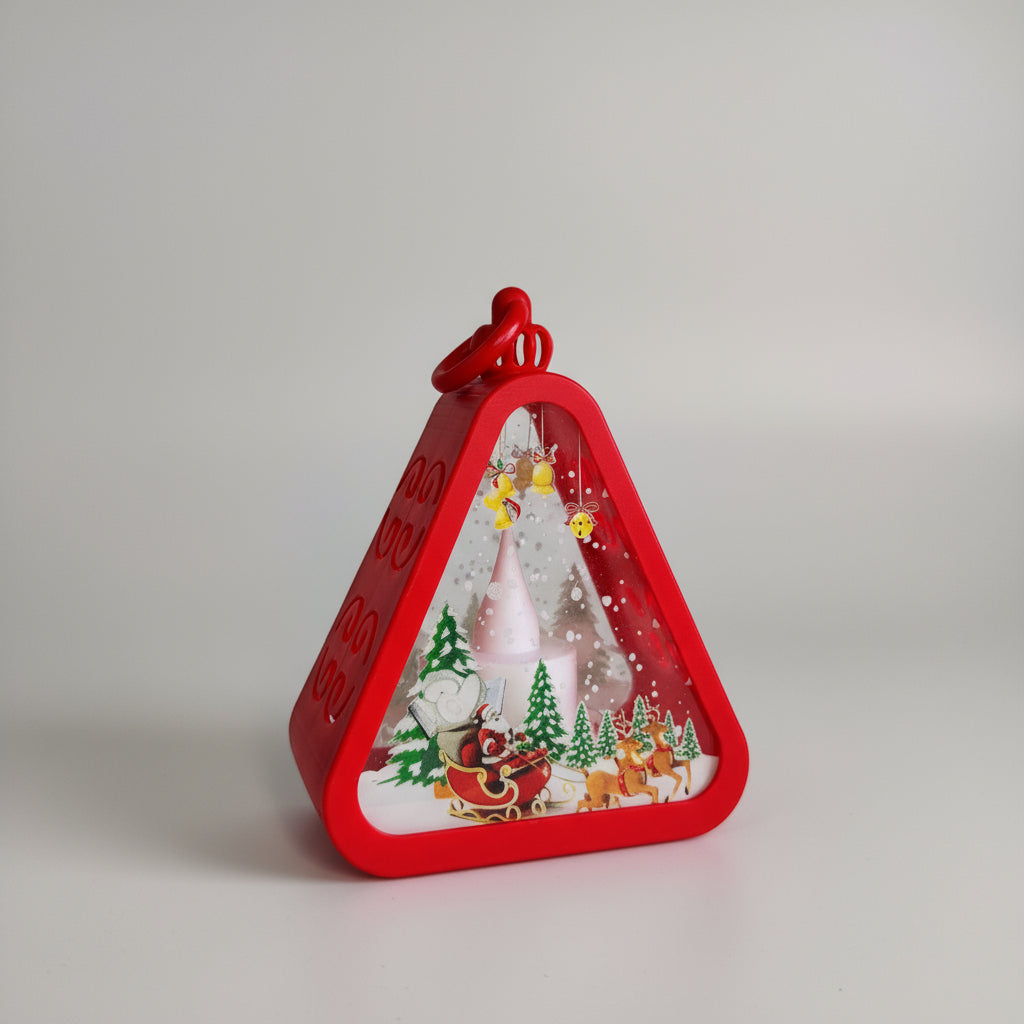 Christmas Triangle Shaped Lantern LED Light For Decoration - For Indoor Use (Red) - Project M Shop