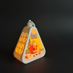 Santa Christmas Triangle Shaped Lantern LED Light For Decoration - For Indoor Use (White) - Project M Shop