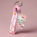 Hello Kitty Keychain With Strap and Bell - PVC Rubber Accessory - Project M Shop