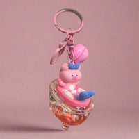 Pink Sanrio Acrylic Keychain with Bell – Glossy Charm