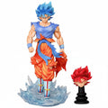 Dragon Ball Z DBZ Goku Dual Head LED Blue PVC Anime Figure For showpiece or decoration