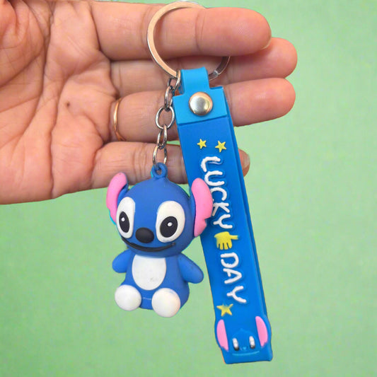 Cute Stitch Keychain - PVC Rubber Keychain with Strap - Project M Shop