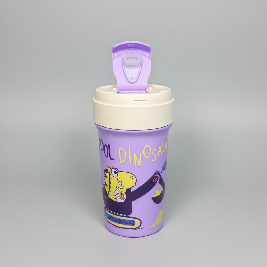 Dinosaur Printed Plastic Water Bottle For Kids - 400 ML - Project M Shop