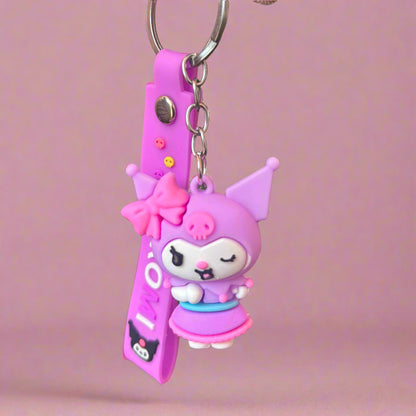 Kuromi PVC Keychain - Purple Rubber Keychain with Strap - Project M Shop