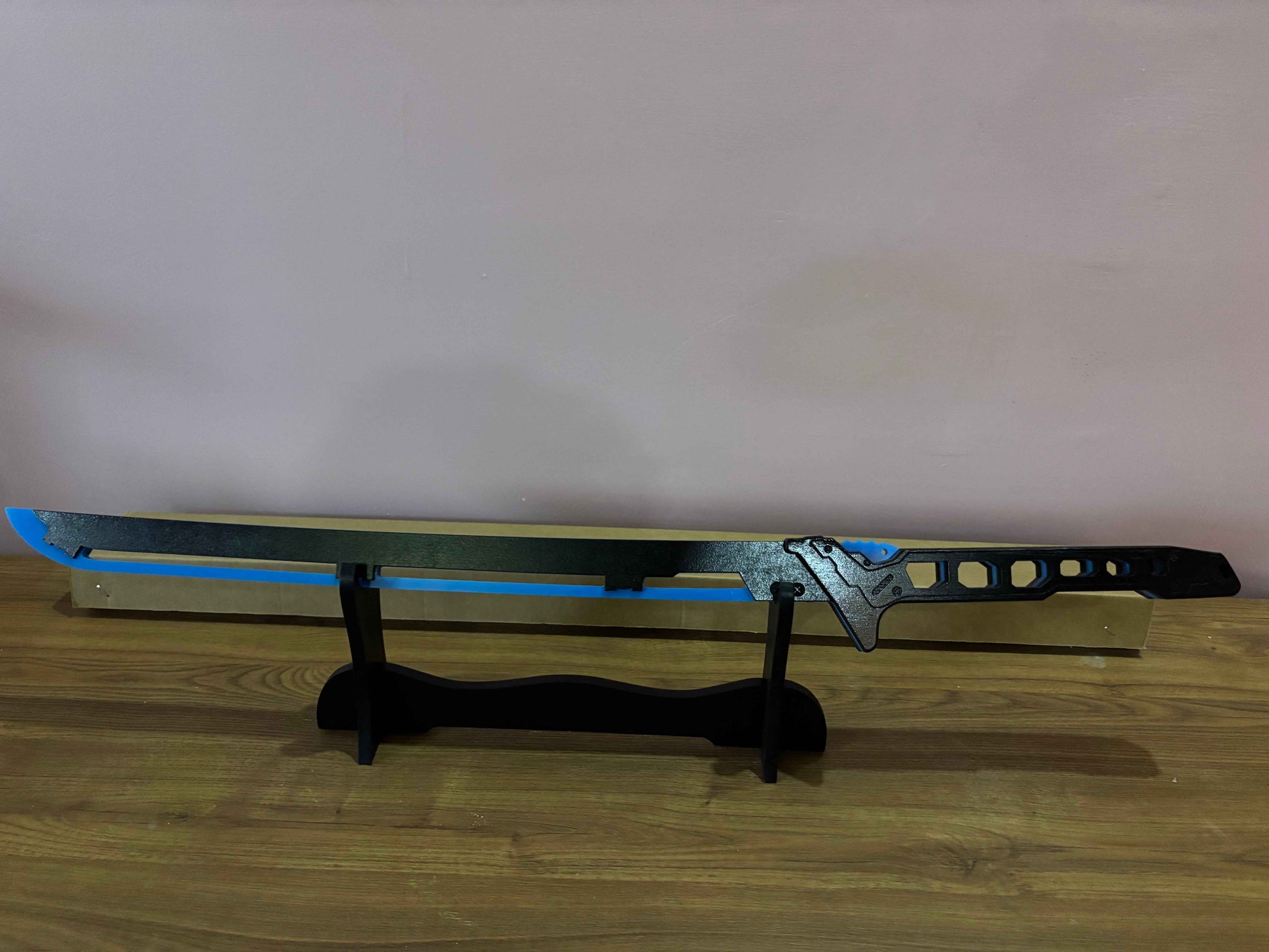 Led Light Glowing Chinese Style Katana Wooden Sword - Blue Color - Project M Shop