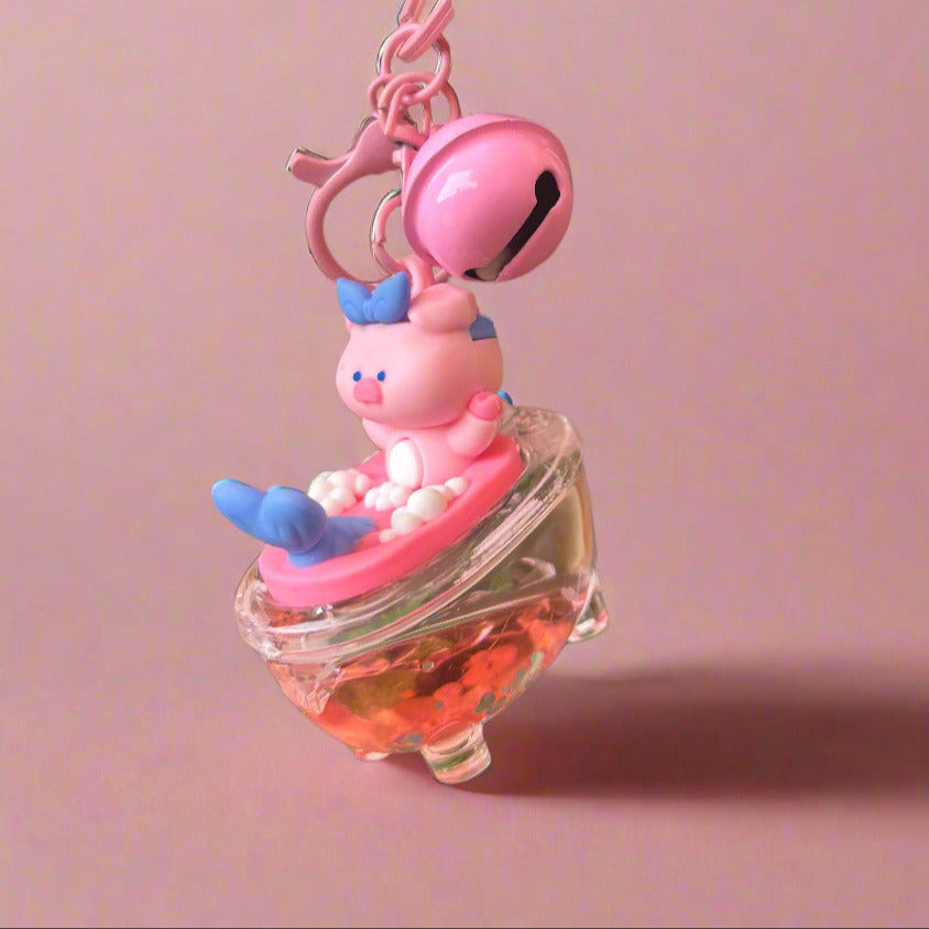 Pink Sanrio Acrylic Keychain with Bell – Glossy Charm