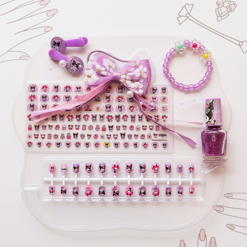 Sanrio Kuromi Nail Set with Hair Accessories for Stylish Nail Art - Project M Shop