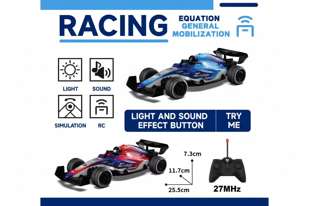 F1 Racing Car With LED Light - Remote Control Car - Project M Shop