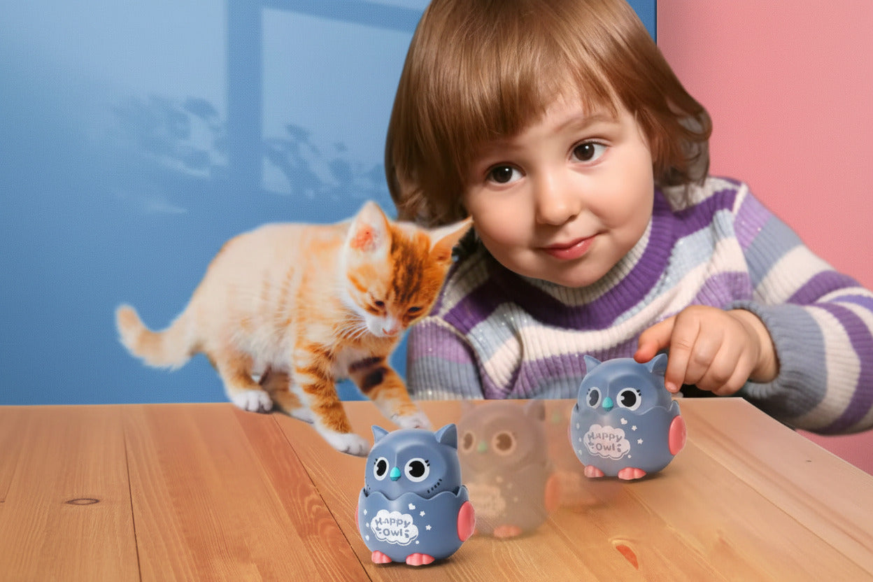 Pet Interactive Press To Slide Owls Toy - Colorful Interactive Pet Owl Toy