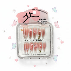 Heart & Butterfly Charm Press-On Nails For Woman- Size S - Project M Shop