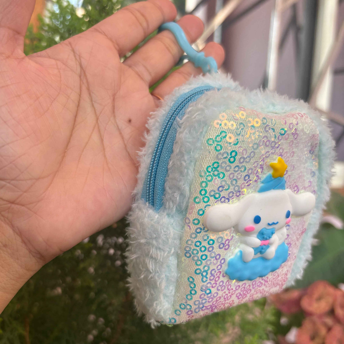 Cinnamoroll Fluffy Coin Purse Keychain – Mini Wallet Charm