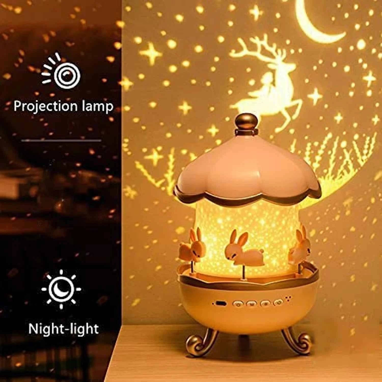 Bunny Carousel Night Lamp - Rotating LED Night Light - Project M Shop