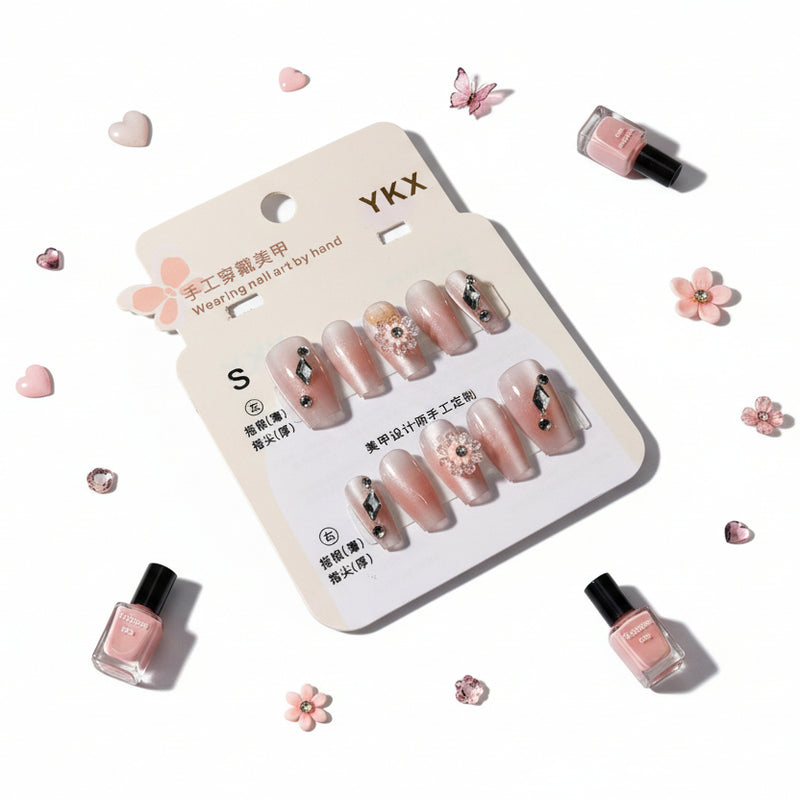 Gemstone & Flower Charms Press-On Nails - Size S - Project M Shop