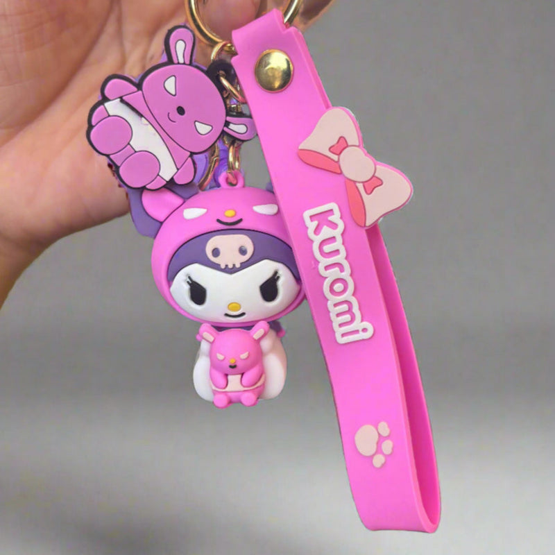 Kuromi 3D Keychain with Strap - High Quality PVC Keychain - Project M Shop