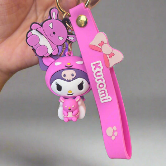 Kuromi 3D Keychain with Strap - High Quality PVC Keychain - Project M Shop
