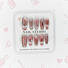 Snow Flake Charm Glossy Press-On Nails - Size S - Project M Shop