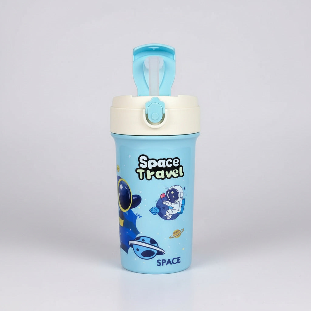 Astronaut Space Travel Printed Plastic Water Bottle For Kids - 400 ML - Project M Shop