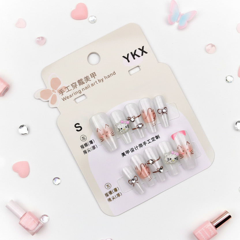Kitty With Charm Cute & Funky Press-On Nails - Size S - Project M Shop